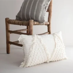 White Cotton With Polyester Fill 14x22 Hand Woven Pillow - Foreside Home & Garden -Adesso Store GUEST 62e7adab ffe7 4b72 8ece 3d1ec09ebbe2