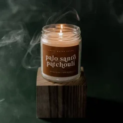 Sweet Water Decor Palo Santo Patchouli Rust Label 9oz Clear Jar Soy Candle -Adesso Store GUEST 649bf94e 6bb4 4a95 8803 371fc8bbd491