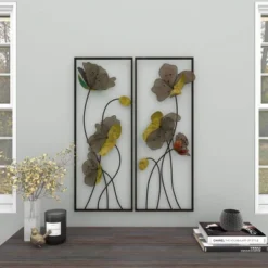 Metal Floral Wall Decor With Black Frame Set Of 2 Black - Olivia & May 21 Metal Floral Wall Decor With Black Frame Set Of 2 Black - Olivia & May -Adesso Store GUEST 65613da0 2bfd 400b 8dca ffa259b55104