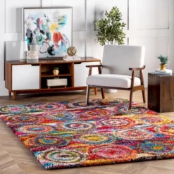 Kindra Circles Shaggy Area Rug - NuLOOM