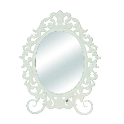 Transpac Metal 13.5 In. White Everyday Regency Oval Mirror 1 Transpac Metal 13.5 In. White Everyday Regency Oval Mirror