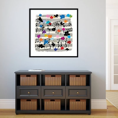 33" X 33" Floral Music Notes By Jenny Frean Wood Framed Wall Art Print - Amanti Art 3 33" X 33" Floral Music Notes By Jenny Frean Wood Framed Wall Art Print - Amanti Art - Image 3