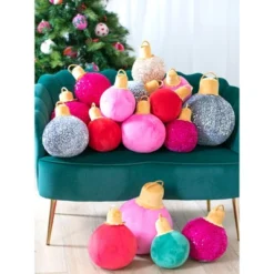 Shiraleah Pink Sparkle Christmas Ornament Bauble Pillow, Small 6 Shiraleah Pink Sparkle Christmas Ornament Bauble Pillow, Small -Adesso Store GUEST 6d6a8cf9 3774 437e 88a1 346377540fac