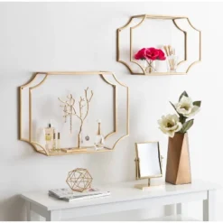 2pc Ciel Modern Glam Metal Wall Shelf Set - Kate & Laurel All Things Decor -Adesso Store GUEST 6e3fdf03 b072 45f2 bf74 2cd171b8d324