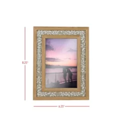 4X6 Inch Floral Picture Frame Tan Fabric Framed In Wood With MDF & Glass By Foreside Home & Garden -Adesso Store GUEST 6e8c5483 b34b 4b5c b304 fe7db6ace15a