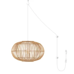 17.5" 1-Light Leo Farmhouse Coastal Rattan LED Pendant Brown - JONATHAN Y -Adesso Store GUEST 6e912d1a ce48 4dc9 aa41 589c055cdd59