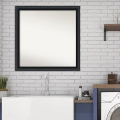 30" X 30" Non-Beveled Nero Wood Bathroom Wall Mirror Black - Amanti Art -Adesso Store GUEST 6ee09e99 9f1a 42cc bd41 0f004c889da9