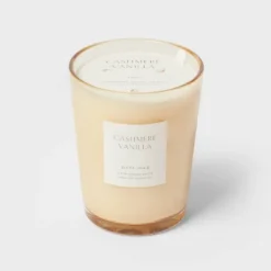 Colored Vase Glass With Dustcover Cashmere Vanilla Candle Ivory - Threshold™ -Adesso Store GUEST 6f0d73b9 bd54 49cc 9daa 223b1213b6df