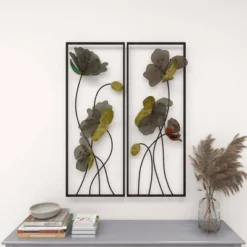 Metal Floral Wall Decor With Black Frame Set Of 2 Black - Olivia & May 24 Metal Floral Wall Decor With Black Frame Set Of 2 Black - Olivia & May -Adesso Store GUEST 6f88fd93 6b14 4175 a749 cc2d35ae7a47
