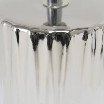 11.61" Tall Ruffled Capsule Bedside Table Desk Lamp With White Drum Fabric Shade Silver - Simple Designs 7 11.61" Tall Ruffled Capsule Bedside Table Desk Lamp With White Drum Fabric Shade Silver - Simple Designs - Image 7