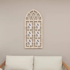 Wood 6 Slot Wall Photo Frame With Window Arch Shape Light Brown - Olivia & May 26 Wood 6 Slot Wall Photo Frame With Window Arch Shape Light Brown - Olivia & May -Adesso Store GUEST 7077c166 af88 44b5 bdbc 5620131d8ec6