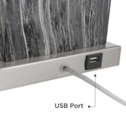 360 Lighting Connie Modern Table Lamps Set Of 2 With Black Marble Riser 25" High Black Faux Marble USB Charging Port White Rectangular Shade For Desk -Adesso Store GUEST 71589750 1e2d 47e9 a685 da6f3eb5bf29
