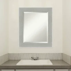 Glam Framed Bathroom Vanity Wall Mirror Linen Gray - Amanti Art -Adesso Store GUEST 71a5adc9 840a 436d 9676 20b5de887321