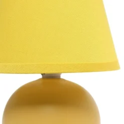 8.66" Petite Ceramic Orb Base Bedside Table Desk Lamp With Matching Tapered Drum Fabric Shade Yellow - Creekwood Home -Adesso Store GUEST 72aef7c6 a3db 4afa 94ff 3d2863426f27