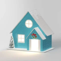 12pc Battery Operated Glittered Paper Christmas Village Set With Bottle Brush Trees And Snowmen - Wondershop™ White/Pink/Blue -Adesso Store GUEST 72bf1001 c78d 454b a5be 74d5504979eb