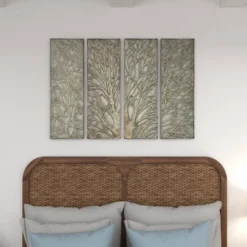 Metal Tree Wall Decor With Embossed Design Set Of 4 Brown - Olivia & May -Adesso Store GUEST 73d79967 f9e6 4048 ba93 928175e2e271