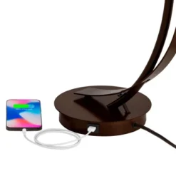 Possini Euro Design Modern Desk Lamps Set Of 2 With USB Port 22 1/2" High Bronze LED Clear Seeded Glass Shade For Bedroom Office -Adesso Store GUEST 74ad4f69 c5e8 4a47 a163 49658a84b613