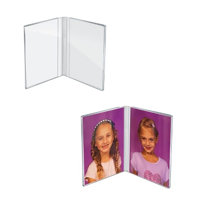 Azar Displays Clear Acrylic Double Photo Holder, Side By Side Dual Frame, Size 4"W X 6"H, 2-Pack 1 Azar Displays Clear Acrylic Double Photo Holder, Side By Side Dual Frame, Size 4"W X 6"H, 2-Pack