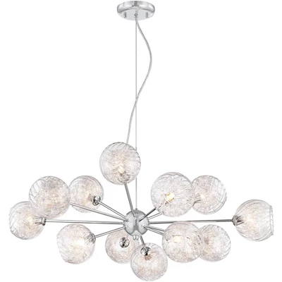 Possini Euro Design Wired Chrome Chandelier Lighting 32" Wide Modern Sputnik Art Glass 12-Light Fixture For Dining Room House Foyer Kitchen Island 4 Possini Euro Design Wired Chrome Chandelier Lighting 32" Wide Modern Sputnik Art Glass 12-Light Fixture For Dining Room House Foyer Kitchen Island - Image 4