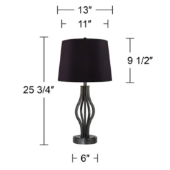 360 Lighting Heather Modern Industrial Table Lamps 25 3/4" High Set Of 2 Dark Iron With USB Charging Port Black Faux Silk Drum Shade For Bedroom Desk -Adesso Store GUEST 787b6d95 c64a 499b a39f 55fbba9eb732