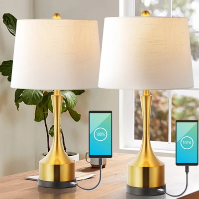 (Set Of 2) 26" Cooper Classic French Country Iron LED Table Lamp With USB Charging Port (Includes LED Light Bulb) - JONATHAN Y 3 (Set Of 2) 26" Cooper Classic French Country Iron LED Table Lamp With USB Charging Port (Includes LED Light Bulb) - JONATHAN Y - Image 3