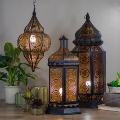 Northlight 29.5" Black And Gold Moroccan Style Lantern Floor Lamp