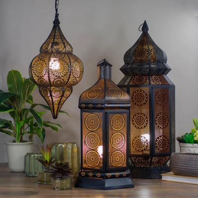 Northlight 29.5" Black And Gold Moroccan Style Lantern Floor Lamp 1 Northlight 29.5" Black And Gold Moroccan Style Lantern Floor Lamp