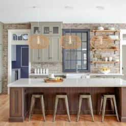 17.5" 1-Light Leo Farmhouse Coastal Rattan LED Pendant Brown - JONATHAN Y -Adesso Store GUEST 7acac195 1bb9 4729 ba3e d1995ec91c61