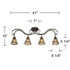 Pro Track 4-Head Ceiling Track Light Fixture Kit Adjustable Brown Bronze Finish Organic Amber Glass Western Kitchen Bathroom Living Room 41" Wide -Adesso Store GUEST 7c81d4e5 d4e1 460e a608 15f4804b8e04