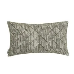 14"x24" Oversized Geometric Chenille Woven Jacquard Reversible Lumbar Throw Pillow Moss Green - Evergrace