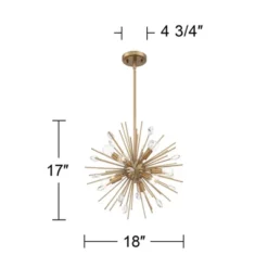 Possini Euro Design Janae Warm Gold Sputnik Chandelier 18" Wide Modern Crystal 9-Light Fixture For Dining Room House Foyer Kitchen Island Entryway -Adesso Store GUEST 7f180e9f 7fb2 4d29 a779 cdeacf24585c