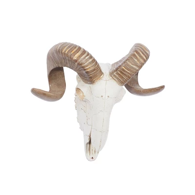 Polystone Sheep Skull Wall Decor White - Olivia & May 5 Polystone Sheep Skull Wall Decor White - Olivia & May - Image 5