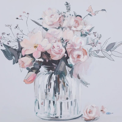 Canvas Floral Handmade Bouquet Framed Wall Art With Gold Frame Pink - Olivia & May 4 Canvas Floral Handmade Bouquet Framed Wall Art With Gold Frame Pink - Olivia & May - Image 4