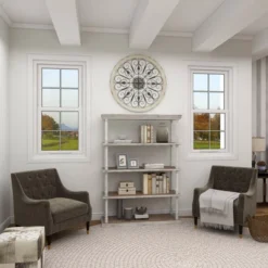 Wood Distressed Scroll Window Inspired Wall Decor With Metal Scrollwork Relief White - Olivia & May -Adesso Store GUEST 802408bd 6ab7 4735 abd8 70afb0c608f3