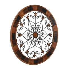 Wood Scroll Arabesque Wall Decor With Metal Fleur De Lis Relief Brown - Olivia & May 22 Wood Scroll Arabesque Wall Decor With Metal Fleur De Lis Relief Brown - Olivia & May -Adesso Store GUEST 80fedeb8 c059 4a15 b294 bdf6cb0d01b4