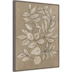 23" X 30" Leaves Sketches II By Asia Jensen Framed Canvas Wall Art Print - Amanti Art