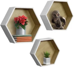 Sorbus Decorative Hexagon Floating Shelf Set Of 3 White -Adesso Store GUEST 83ff52aa c263 4c47 bfd1 a60542d9dc73