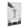 23" X 33" Sylvie Giraffe In Tub Framed Canvas Wall Art By Amy Peterson White - DesignOvation