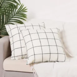 Unique Bargains Linen Decorative Modern Sofa Home Bedroom Throw Pillow Case 2 Pcs