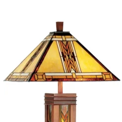 Robert Louis Tiffany Mission Floor Lamp With Nightlight 62.5" Tall Walnut Wood Column Stained Glass Shade For Living Room Reading Bedroom -Adesso Store GUEST 8576509c 02fb 4b9b 9354 3750353f11f6