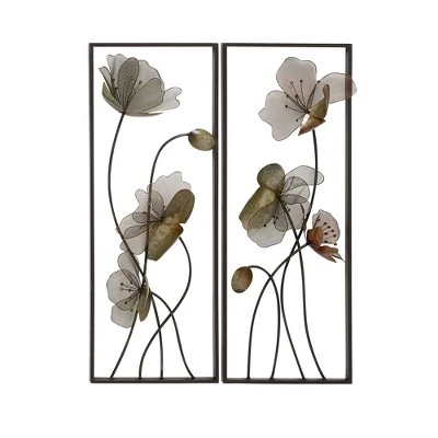 Metal Floral Wall Decor With Black Frame Set Of 2 Black - Olivia & May 11 Metal Floral Wall Decor With Black Frame Set Of 2 Black - Olivia & May - Image 11