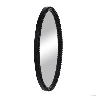 Wood Oval Mirror With Beaded Trim Black - StyleCraft 1 Wood Oval Mirror With Beaded Trim Black - StyleCraft