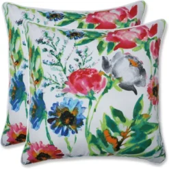 Floral Mania 2pc Square Outdoor Throw Pillow Set Pink - Pillow Perfect -Adesso Store GUEST 898c025f 8166 4fd1 af0e fd783aa1d292