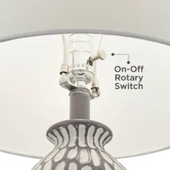 360 Lighting Carlton Modern Table Lamps 28 1/4" Tall Set Of 2 Gray Wash Off White Fabric Drum Shade For Bedroom Living Room Bedside Nightstand Office -Adesso Store GUEST 89972654 ffcd 40a3 95cd 26d0c7caec88