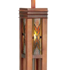Robert Louis Tiffany Mission Floor Lamp With Nightlight 62.5" Tall Walnut Wood Column Stained Glass Shade For Living Room Reading Bedroom -Adesso Store GUEST 8a89eb73 3c36 4830 bc68 0d6923c88f8a