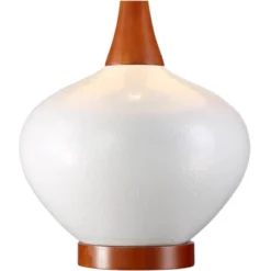 360 Lighting Brice Modern Mid Century Accent Table Lamp 23" High Ivory Ceramic Wood Neck Off White Drum Shade For Bedroom Living Room Bedside Office -Adesso Store GUEST 8aa88849 cc3b 4fbb bdeb d4785430dc77