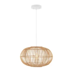 17.5" 1-Light Leo Farmhouse Coastal Rattan LED Pendant Brown - JONATHAN Y -Adesso Store GUEST 8b7e7c4a eb2c 4f16 87a2 febfa503fe3e