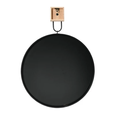 Round Metal Framed Wall Mirror With Wood/Metal Bracket Black - Storied Home 6 Round Metal Framed Wall Mirror With Wood/Metal Bracket Black - Storied Home - Image 6