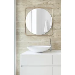 24" X 24" Nobles Radius Corner Framed Decorative Wall Mirror Gold - Kate & Laurel All Things Decor -Adesso Store GUEST 8d15b80b 0c2a 4f9c bda5 8bb86ae32eae