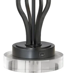 360 Lighting Heather Modern Industrial Table Lamps Set Of 2 With Round Risers 27 1/4" Tall Dark Iron USB Charging Port Iron Burlap Drum Shade For Desk -Adesso Store GUEST 8e764a3c f5f5 45bb b692 d9e1cade8dab